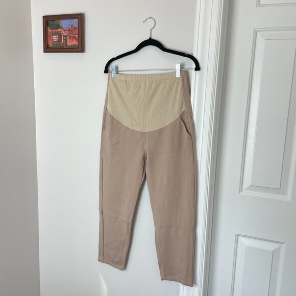 Khaki Maternity Trouser Pants - Over-the-belly with stretch - ankle length - Picture 2 of 14